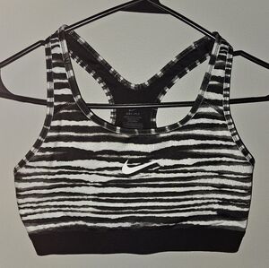 Nike Dry Fit Racerback Sports Bra Black & White Tiger Stripe Size Medium‎